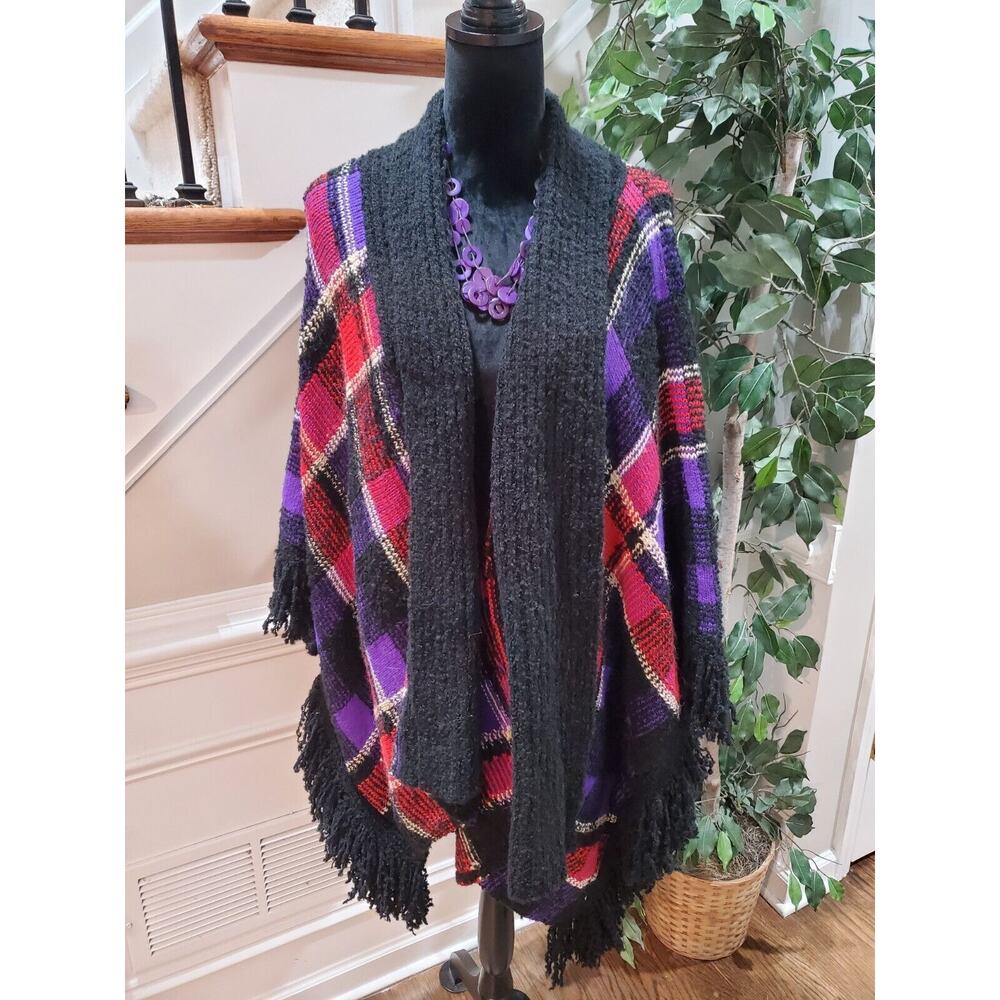 Lauren Ralph Lauren Women's Multi Plaid Acrylic Open Front Cardigan Sweater Sz L - Picture 15 of 15